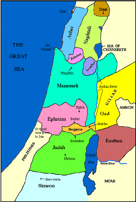 A map of the portions allotted to the tribes of Israel